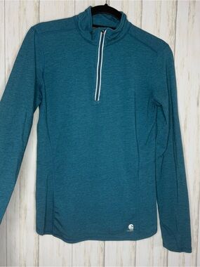 Carhartt Teal Blue 3/4 Zip-Front Long Sleeve Pullover Small